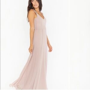 NWT Show Me Your Mumu Jenn Maxi Dress in Blush PInk V Neck Chiffon Size Small